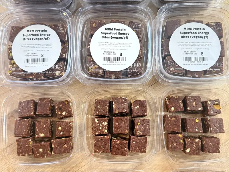 MRM Protein Superfood Energy Bites, labeled vegan and gf